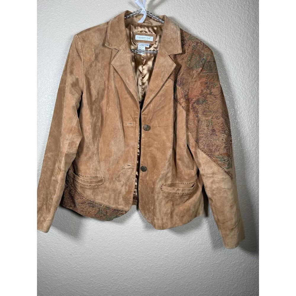 Coldwater Creek Leather Jacket Brown Size L Bohemian‎ Festival Hippie